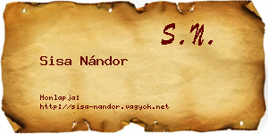 Sisa Nándor névjegykártya